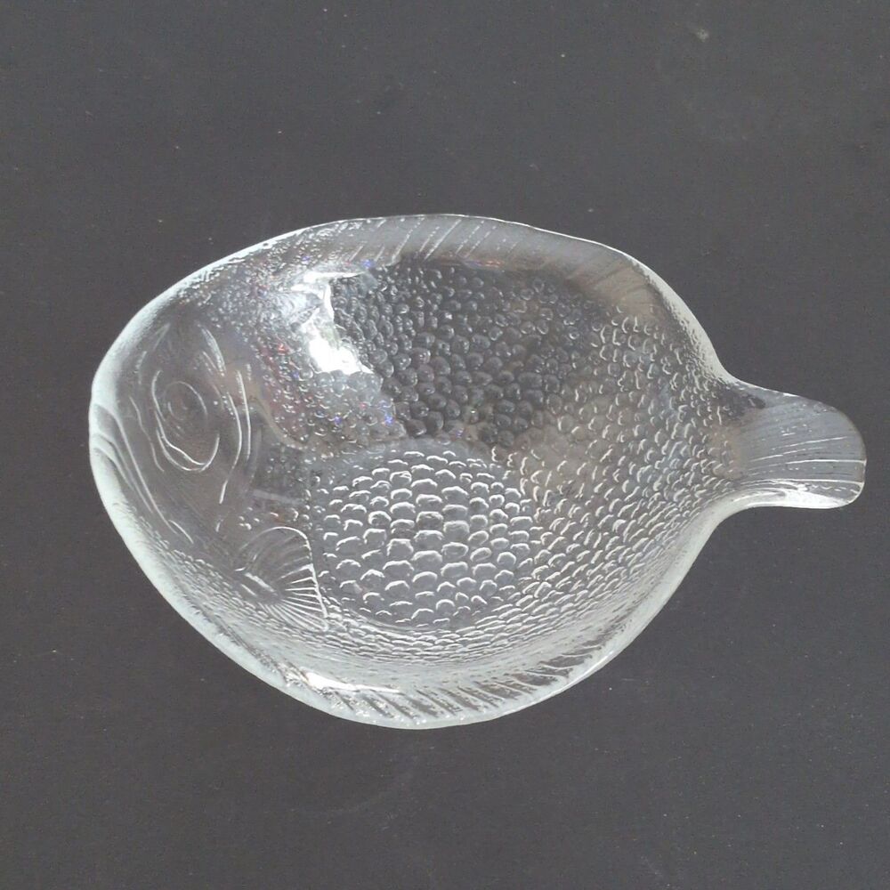 Clear Glass Fish Shaped Bowl Glossy Pressed Glass Decorative Adult Theme